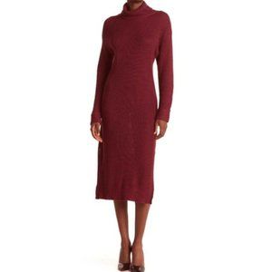NEW-ish Stitchdrop Turtle Rib Knit High Slit Dress - Red